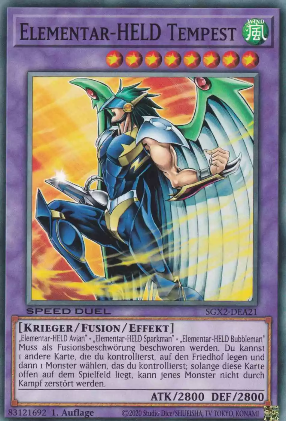 Elementar-HELD Tempest SGX2-DEA21 ist in Common Yu-Gi-Oh Karte aus Speed Duel GX: Midterm Paradox 1.Auflage