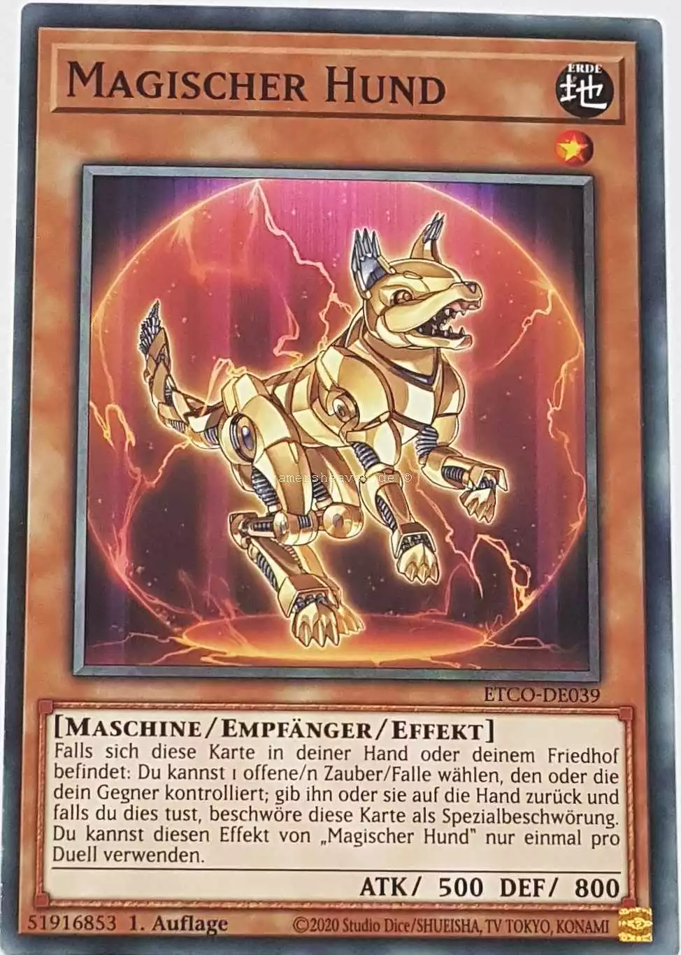 Magischer Hund ETCO-DE039 ist in Common Yu-Gi-Oh Karte aus Eternity Code 1.Auflage