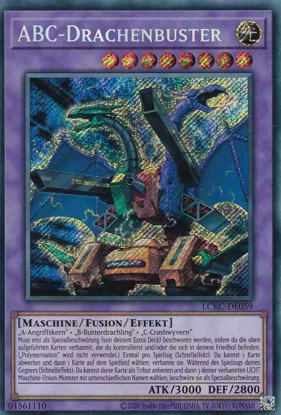 ABC-Drachenbuster Secret Rare LCKC-DE059 Yugioh Karte ABC-Drachenbuster LCKC-DE059 ist in Secret Rare Yu-Gi-Oh Karte aus Legendary Collection Kaiba unlimitiert
