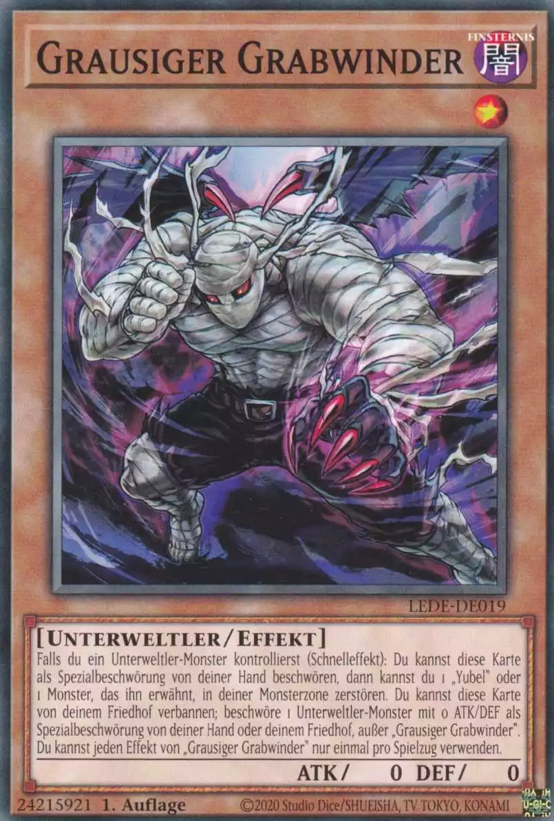 Grausiger Grabwinder LEDE-DE019 ist in Common Yu-Gi-Oh Karte aus Legacy Of Destruction 1.Auflage