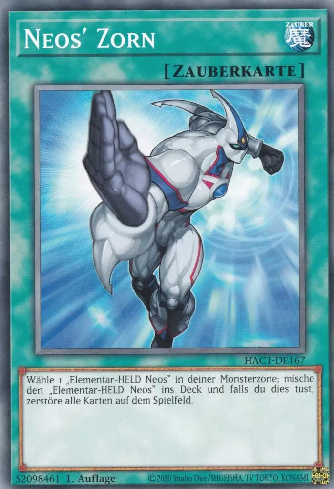 Neos' Zorn HAC1-DE167 ist in Common Yu-Gi-Oh Karte aus Hidden Arsenal Chapter 1 1.Auflage