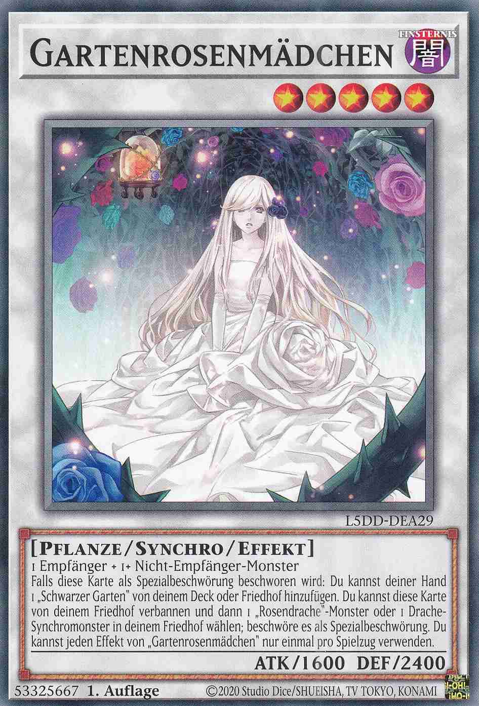 Gartenrosenmädchen Common L5DD-DEA29 Yugioh Karte Gartenrosenmädchen L5DD-DEA29 ist in Common Yu-Gi-Oh Karte aus Legendary 5D’s Decks 1.Auflage