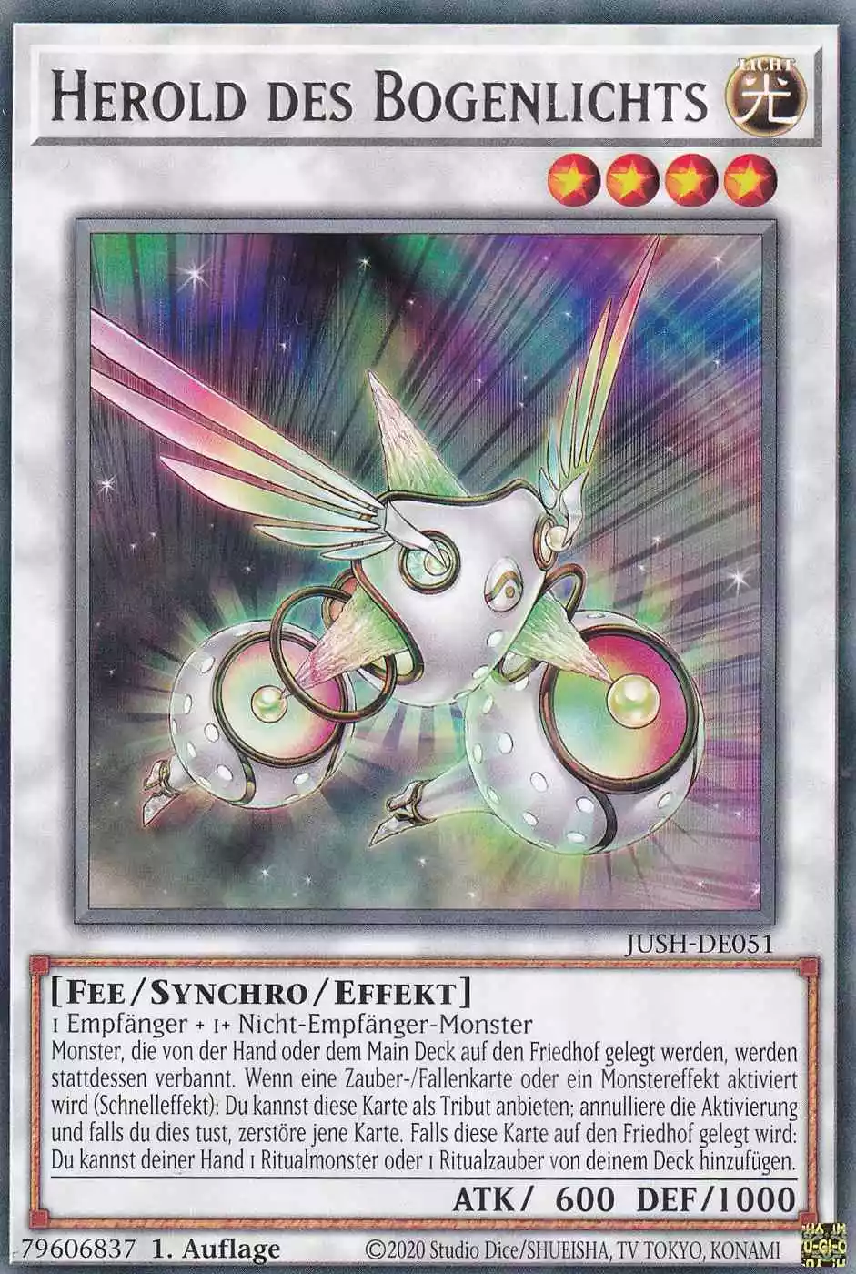 Herold des Bogenlichts JUSH-DE051 ist in Rare Yu-Gi-Oh Karte aus Justice Hunters 1.Auflage