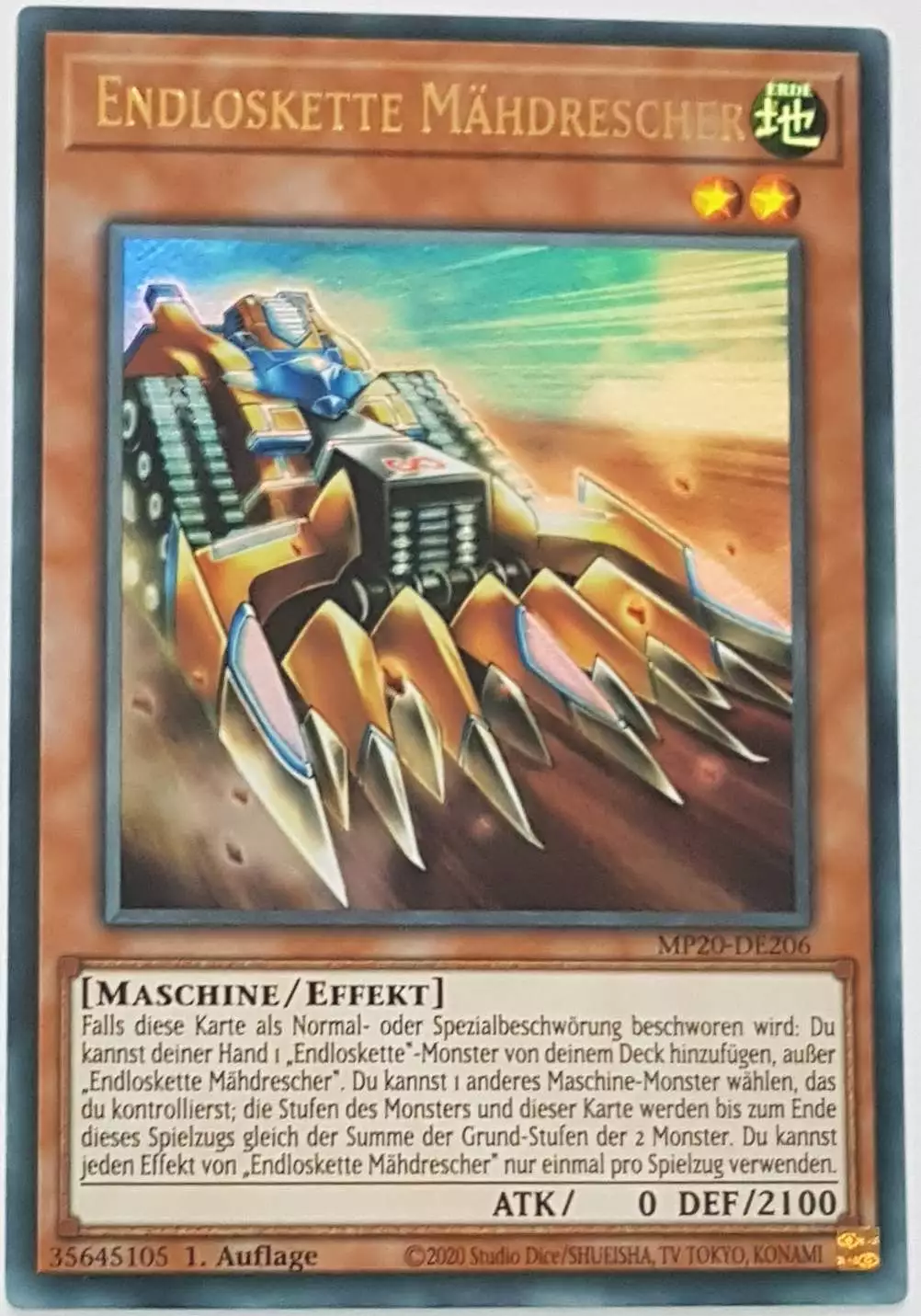 Endloskette Mähdrescher MP20-DE206 ist in Ultra Rare Yu-Gi-Oh Karte aus 2020 Tin of Lost Memories 1.Auflage