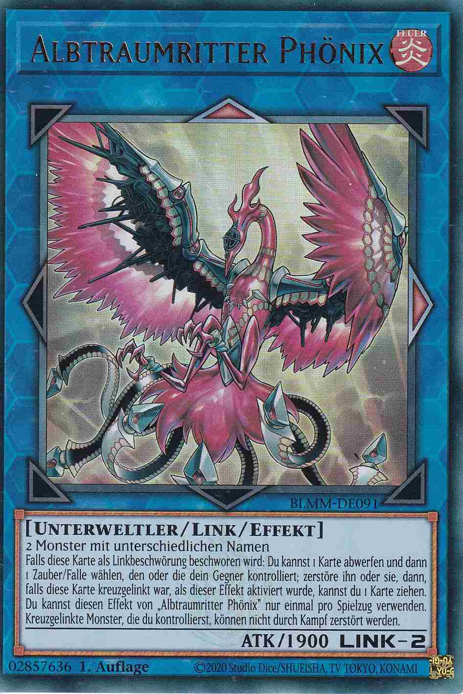 Albtraumritter Phönix BLMM-DE091 ist in Ultra Rare Yu-Gi-Oh Karte aus Battles of Legend Monster Mayhem 1.Auflage