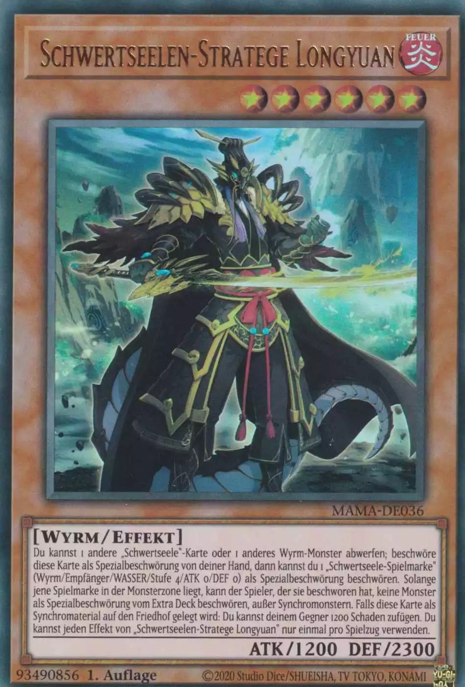 Schwertseelen-Stratege Longyuan MAMA-DE036 ist in Ultra Rare Yu-Gi-Oh Karte aus Magnificent Mavens 1.Auflage