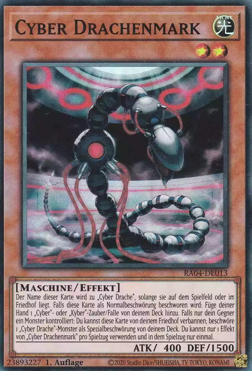 Cyber Drachenmark RA04-DE013 ist in Super Rare Yu-Gi-Oh Karte aus Quarter Century Stampede 1.Auflage