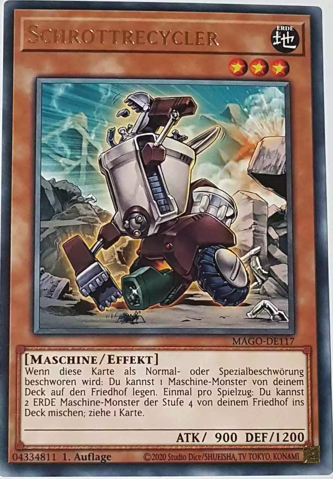 Schrottrecycler MAGO-DE117 ist in Gold Rare Yu-Gi-Oh Karte aus Maximum Gold 1. Auflage