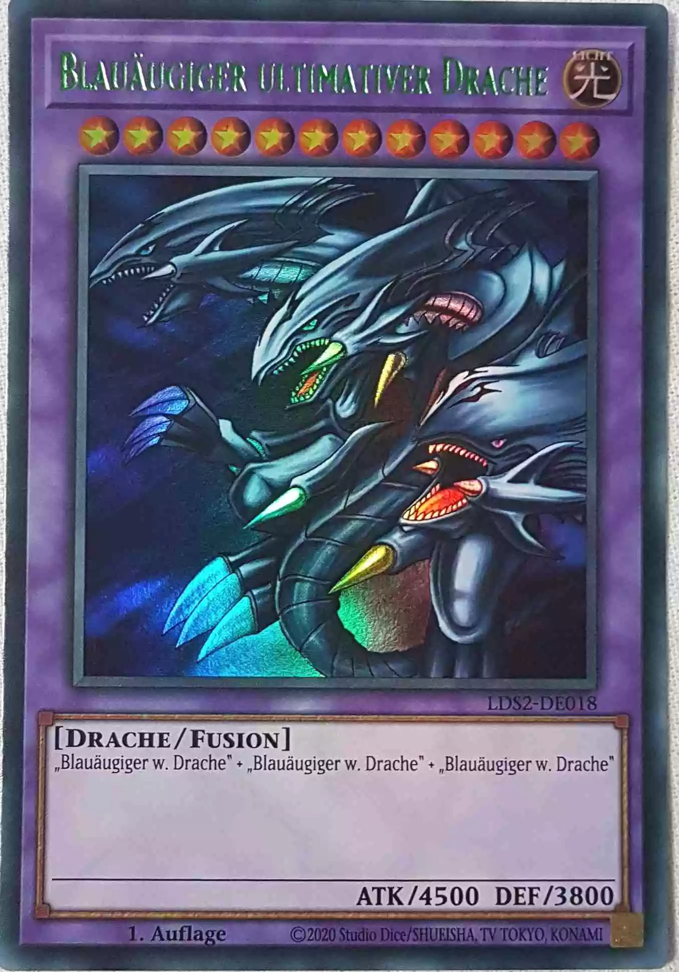 Blauäugiger ultimativer Drache (grün) LDS2-DE018 ist in Colorful Ultra Rare Yu-Gi-Oh Karte aus Legendary Duelists: Season 2 1.Auflage