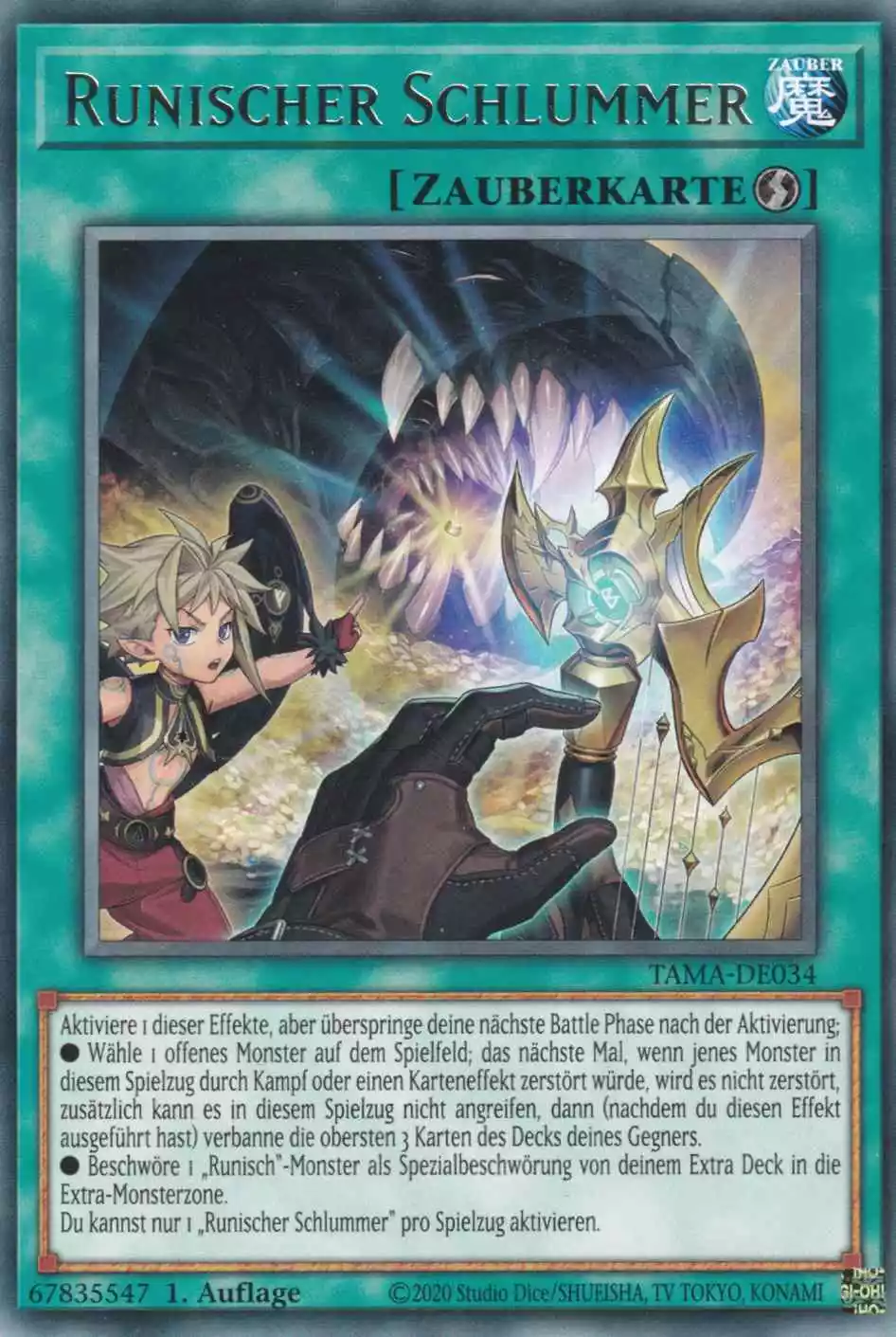 Runischer Schlummer TAMA-DE034 ist in Rare Yu-Gi-Oh Karte aus Tactical Masters 1.Auflage