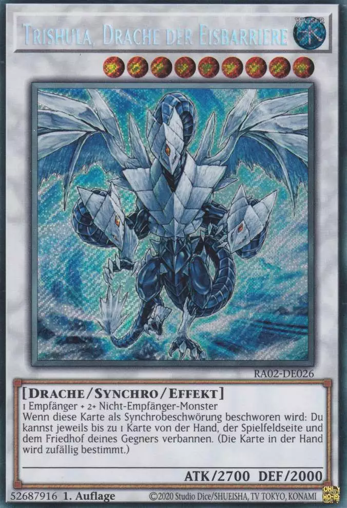 Trishula, Drache der Eisbarriere RA02-DE026 ist in Secret Rare Yu-Gi-Oh Karte aus 25th Anniversary Rarity Collection 2 1.Auflage