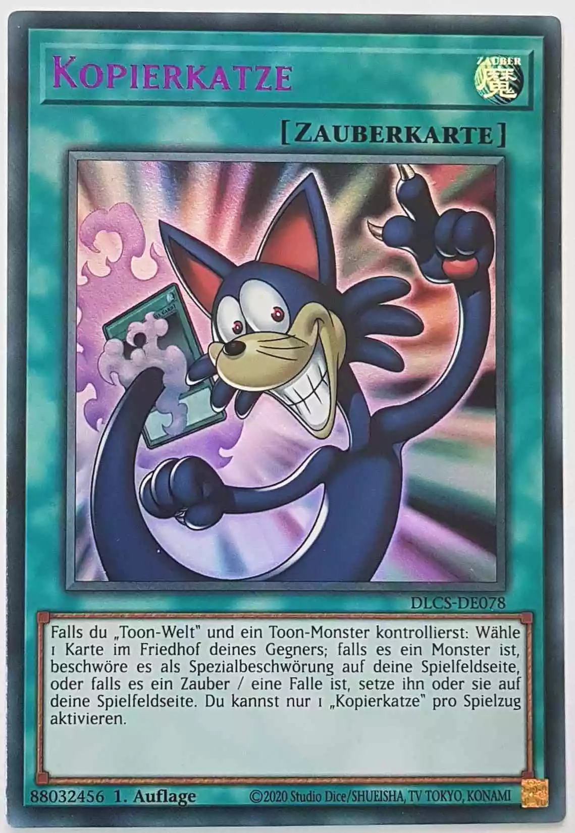 Kopierkatze (lila) DLCS-DE078-L ist in Colorful Ultra Rare Yu-Gi-Oh Karte aus Dragons of Legend The Complete Series 1.Auflage