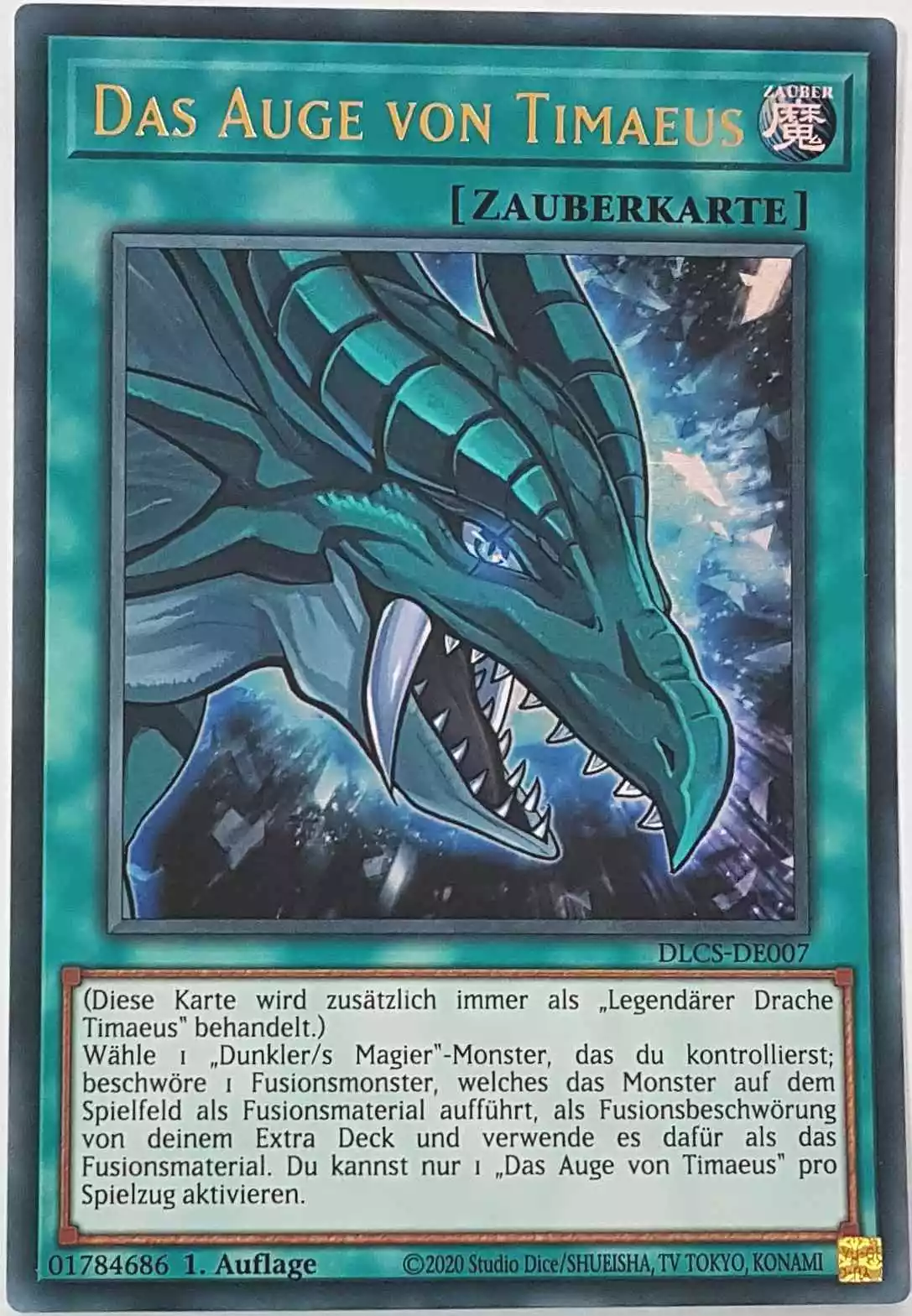Das Auge von Timaeus DLCS-DE007 ist in Ultra Rare Yu-Gi-Oh Karte aus Dragons of Legend The Complete Series 1.Auflage