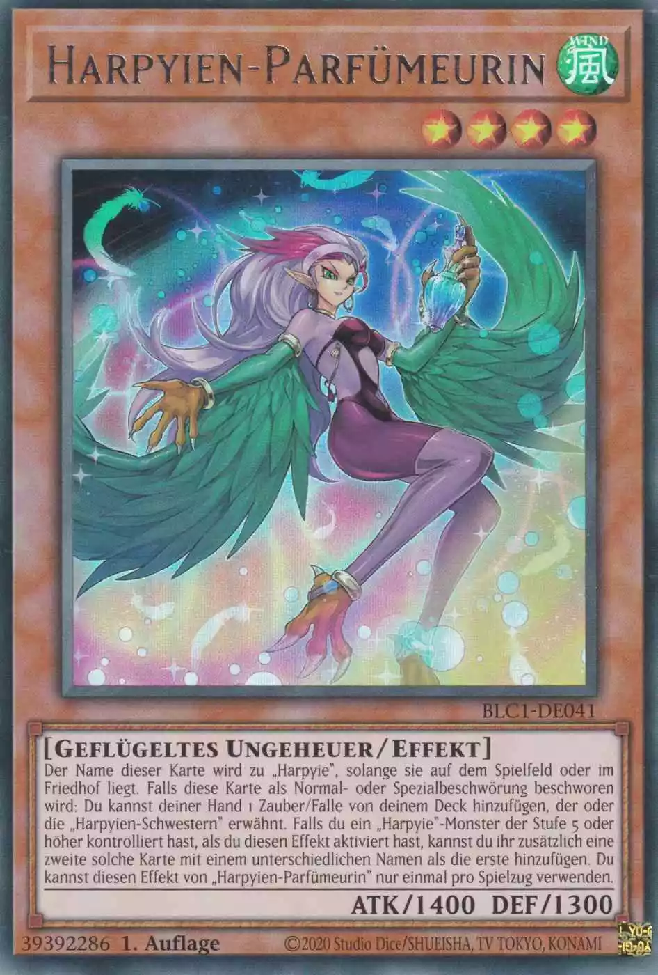 Harpyien-Parfümeurin BLC1-DE041 ist in Silber Ultra Rare Yu-Gi-Oh Karte aus Battles of Legend Chapter 1 1.Auflage