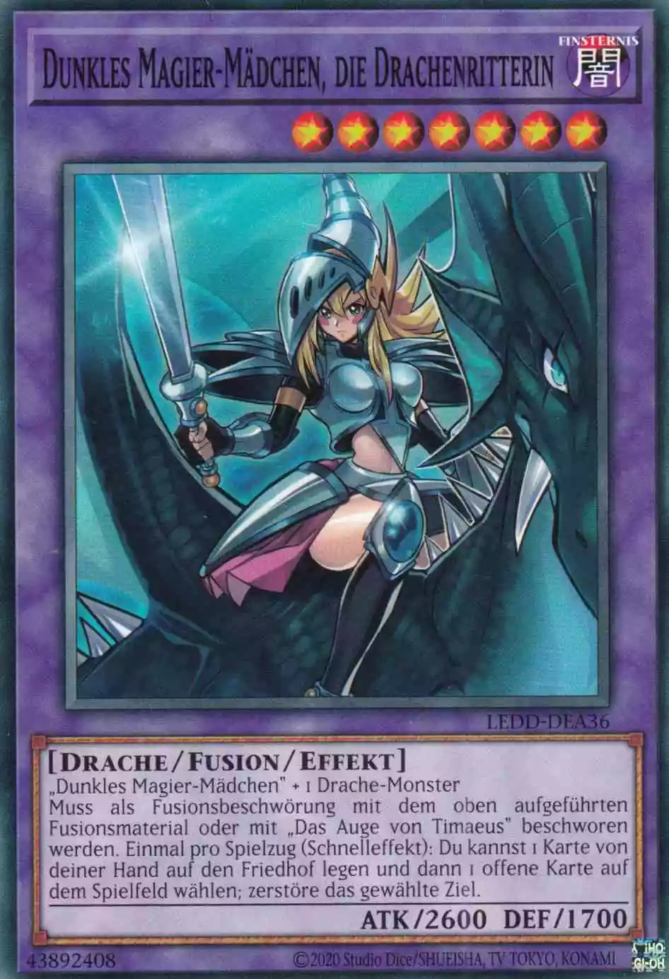 Dunkles Magier-Mädchen, die Drachenritterin LEDD-DEA36 ist in Common Yu-Gi-Oh Karte aus Legendary Dragon Decks unlimitiert