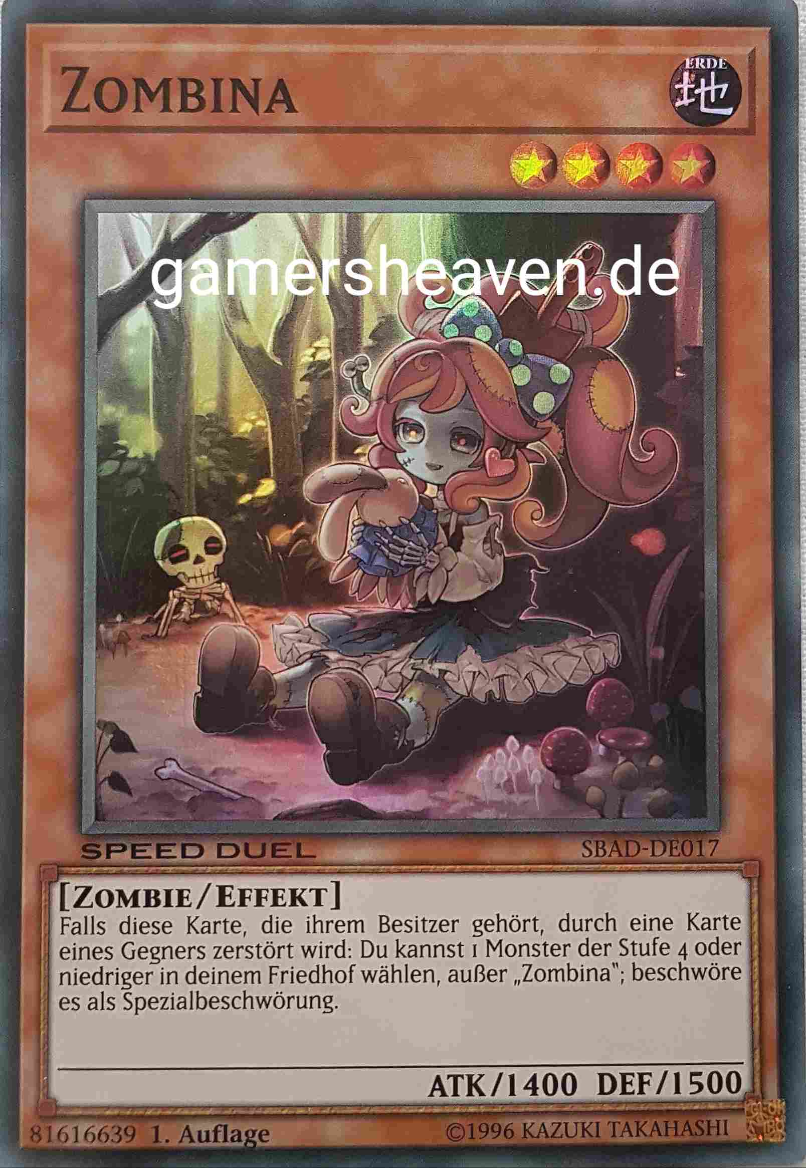Zombina SBAD-DE017 ist in Super Rare Yu-Gi-Oh Karte aus Speed Duel Attack from the Deep 1. Auflage