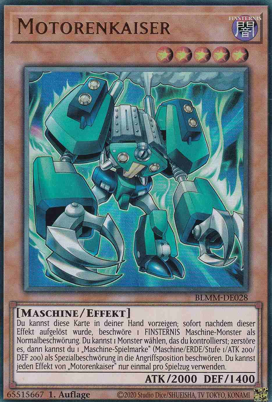 Motorenkaiser BLMM-DE028 ist in Ultra Rare Yu-Gi-Oh Karte aus Battles of Legend Monster Mayhem 1.Auflage