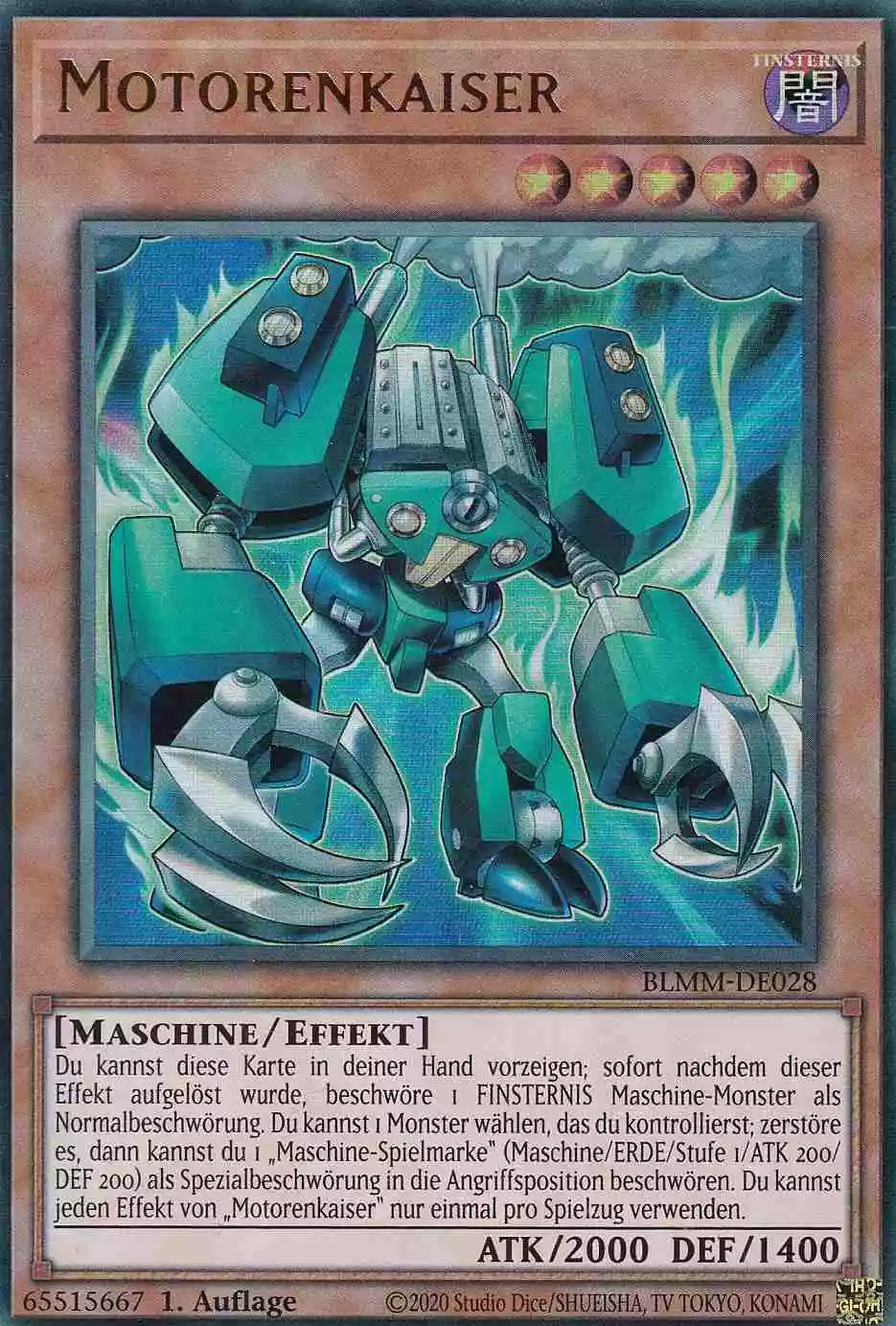 Motorenkaiser Ultra Rare BLMM-DE028 Yugioh Karte Motorenkaiser BLMM-DE028 ist in Ultra Rare Yu-Gi-Oh Karte aus Battles of Legend Monster Mayhem 1.Auflage