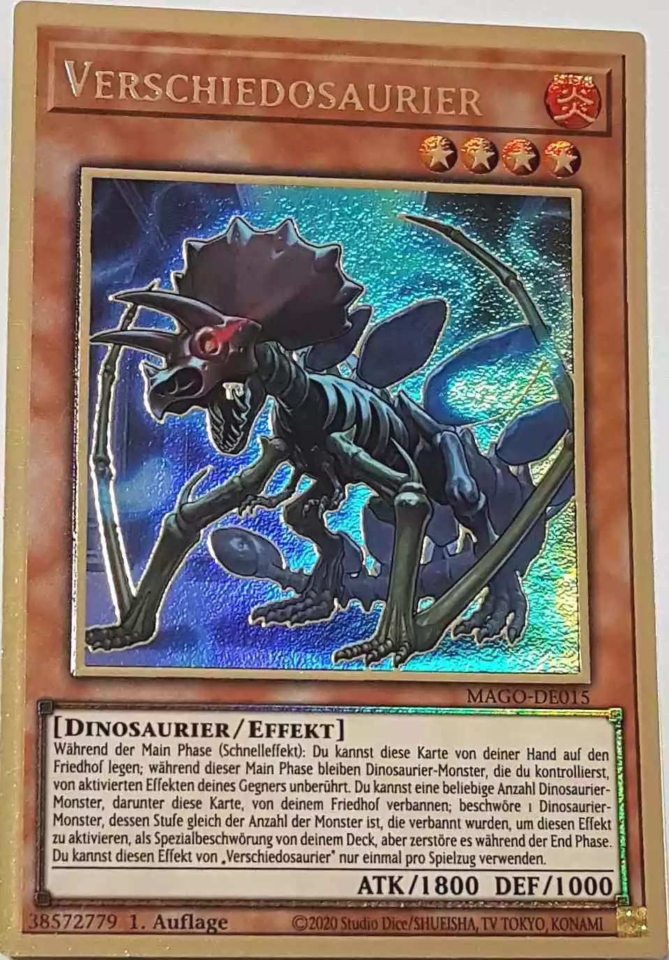Verschiedosaurier MAGO-DE015 ist in Premium Gold Rare Yu-Gi-Oh Karte aus Maximum Gold 1. Auflage