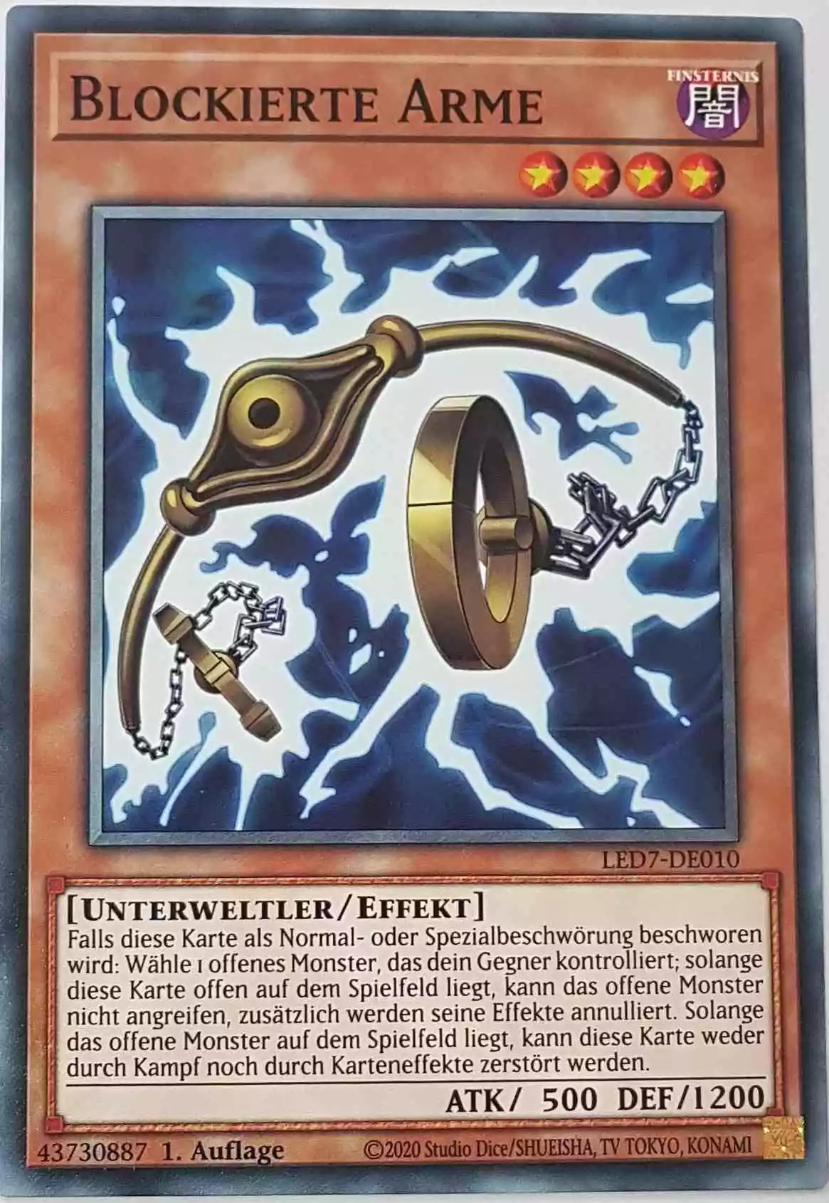 Blockierte Arme LED7-DE010 ist in Common Yu-Gi-Oh Karte aus Legendary Duelists Rage of Ra 1.Auflage