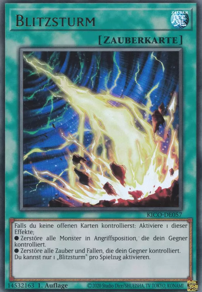 kico-de057-blitzsturm-ultra-rare-king-s-court Blitzsturm KICO-DE057 ist in Ultra Rare Yu-Gi-Oh Karte aus King's Court 1.Auflage