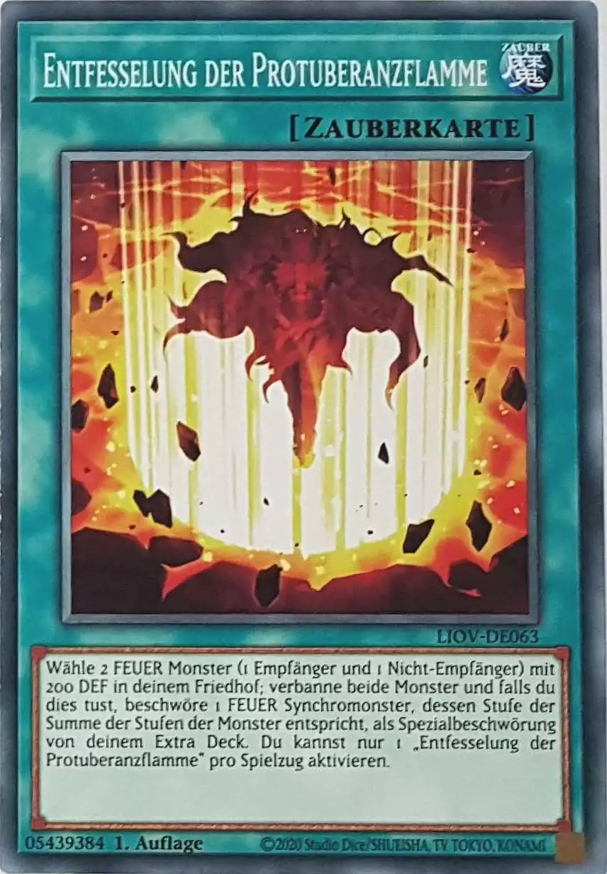 Entfesselung der Protuberanzflamme LIOV-DE063 ist in Common Yu-Gi-Oh Karte aus Lightning Overdrive 1.Auflage