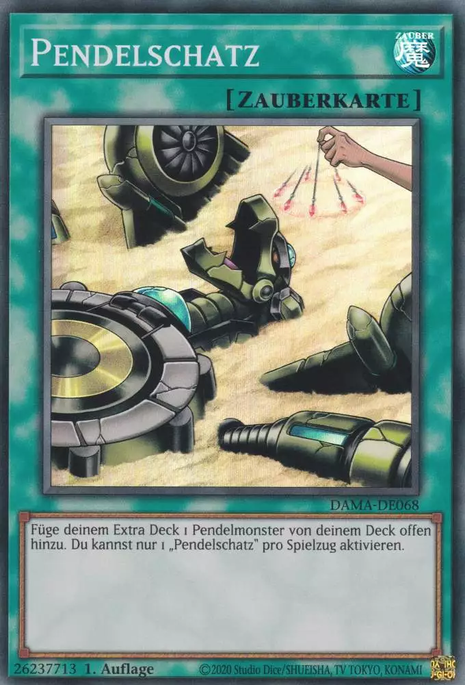 Pendelschatz DAMA-DE068 ist in Super Rare Yu-Gi-Oh Karte aus Dawn of Majesty 1.Auflage