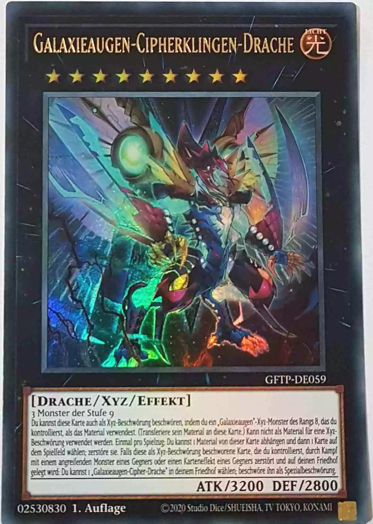 Galaxieaugen-Cipherklingen-Drache GFTP-DE059 ist in Ultra Rare Yu-Gi-Oh Karte aus Ghost From The Past 1.Auflage