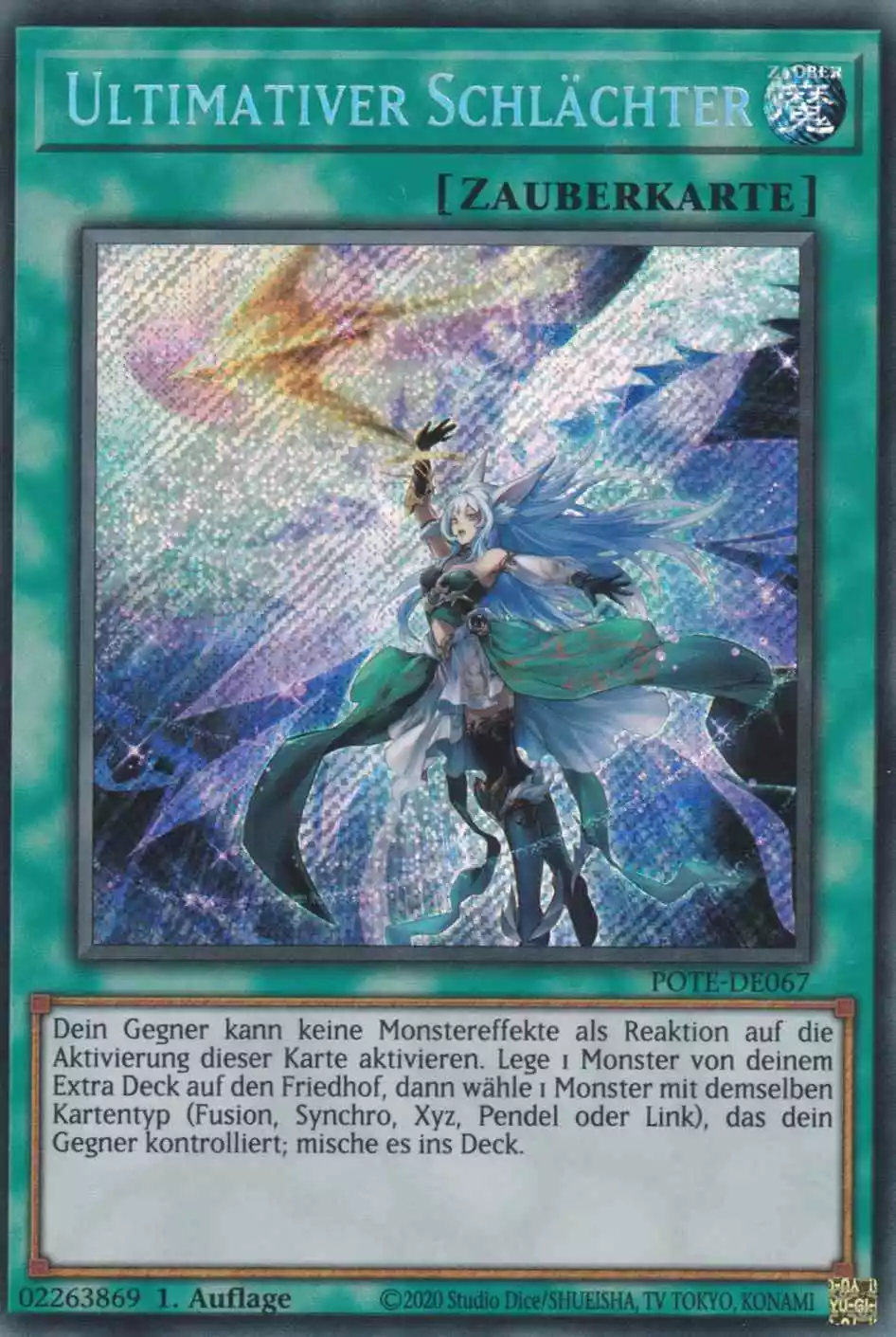 Ultimativer Schlächter POTE-DE067 ist in Secret Rare Yu-Gi-Oh Karte aus Power of the Elements 1.Auflage