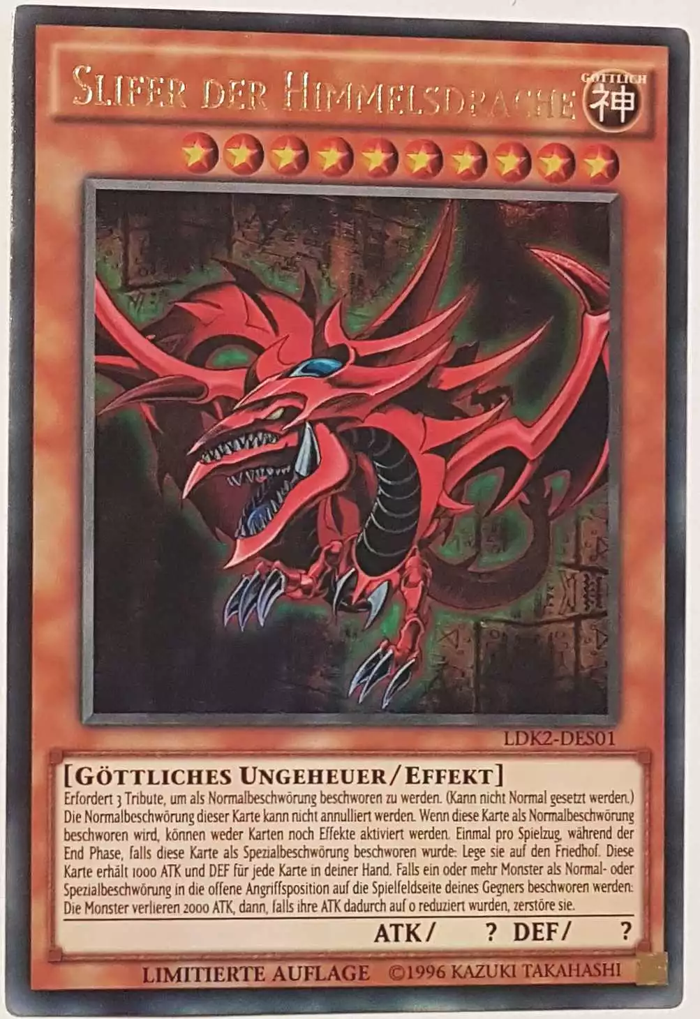 Slifer der Himmelsdrache LDK2-DES01 ist in Ultra Rare Yu-Gi-Oh Karte aus Legendary Decks 2 Limitierte Auflage 