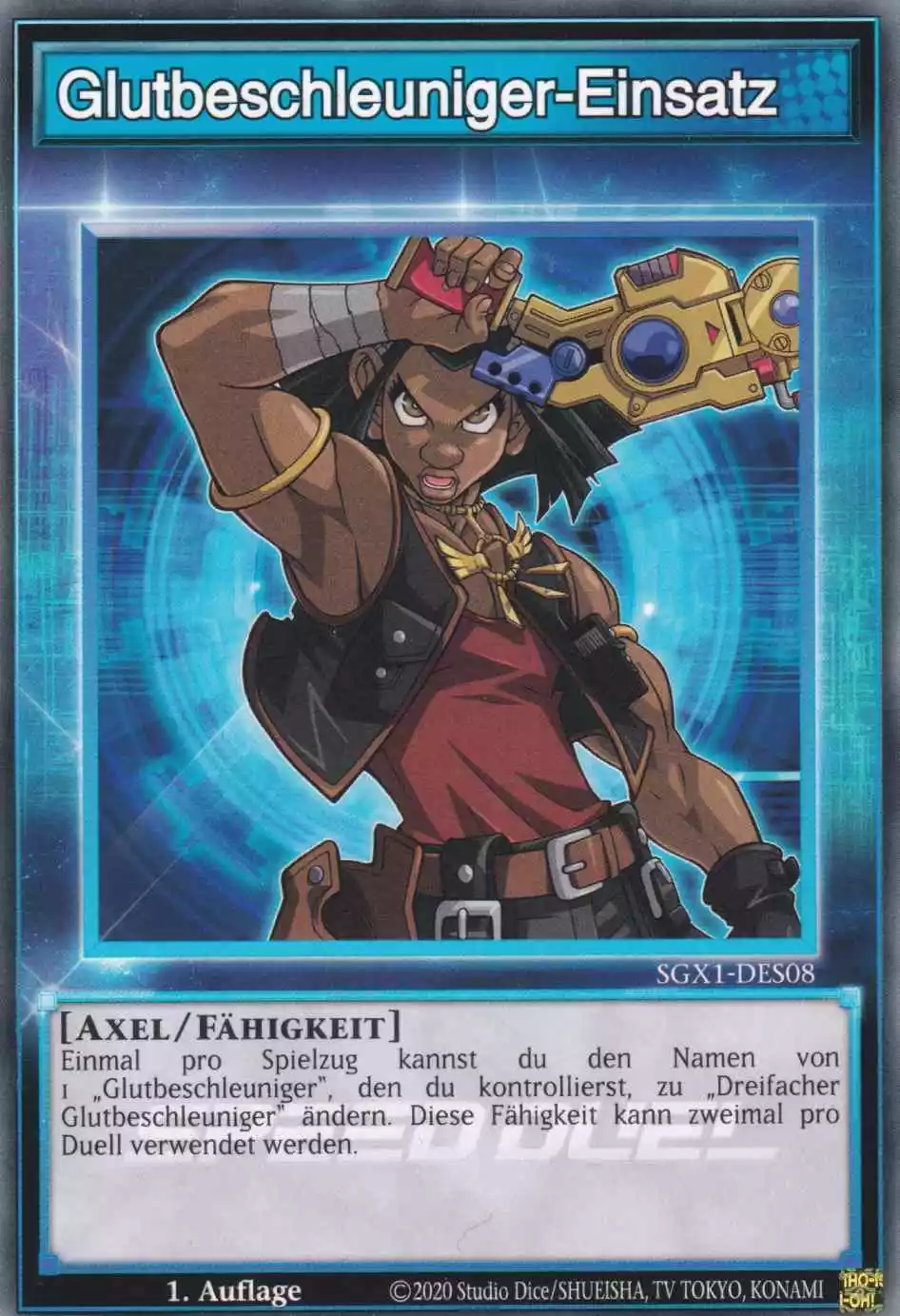 Glutbeschleuniger-Einsatz SGX1-DES08 ist in Common Yu-Gi-Oh Karte aus Speed Duel GX Duel Academy Box 1.Auflage