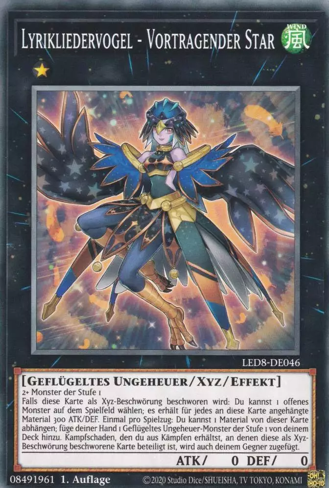 Lyrikliedervogel - Vortragender Star LED8-DE046 ist in Common Yu-Gi-Oh Karte aus Legendary Duelists Synchro Storm 1.Auflage