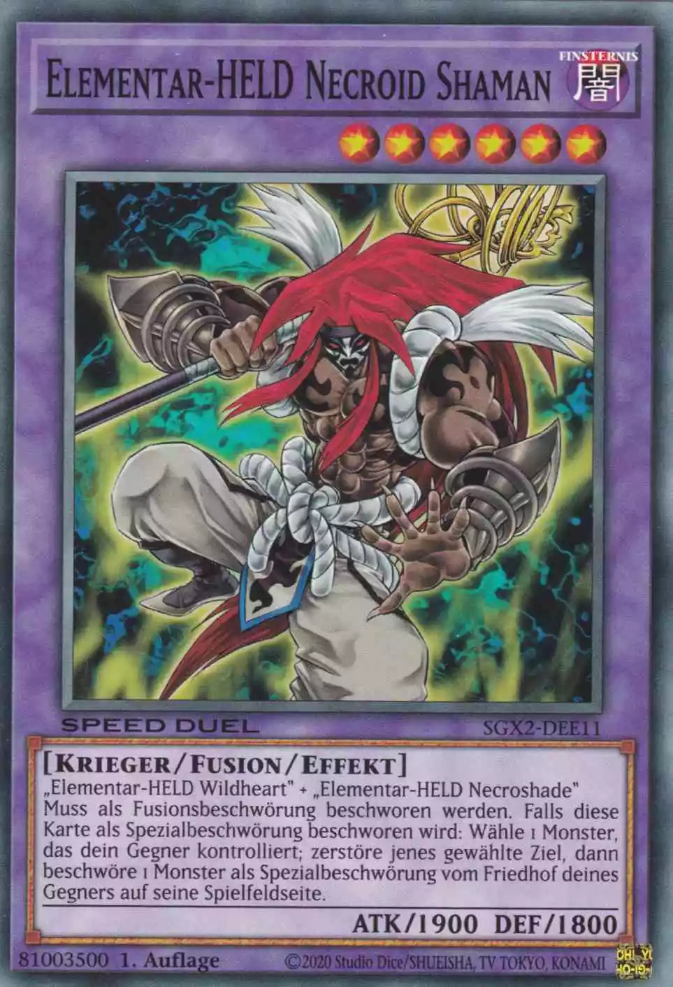 Elementar-HELD Necroid Shaman SGX2-DEE11 ist in Common Yu-Gi-Oh Karte aus Speed Duel GX: Midterm Paradox 1.Auflage