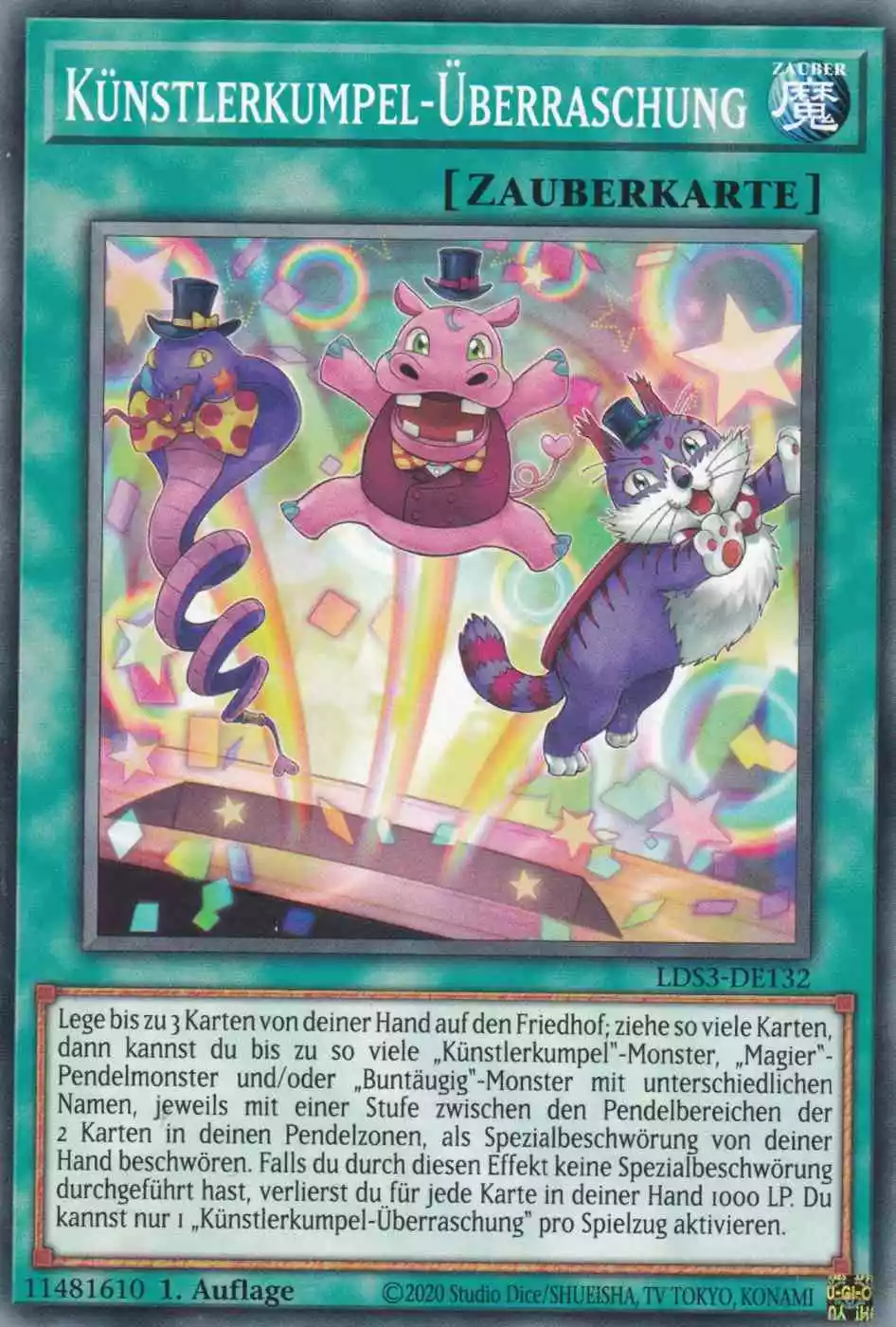 Künstlerkumpel-Überraschung LDS3-DE132 ist in Common Yu-Gi-Oh Karte aus Legendary Duelists Season 3 1.Auflage