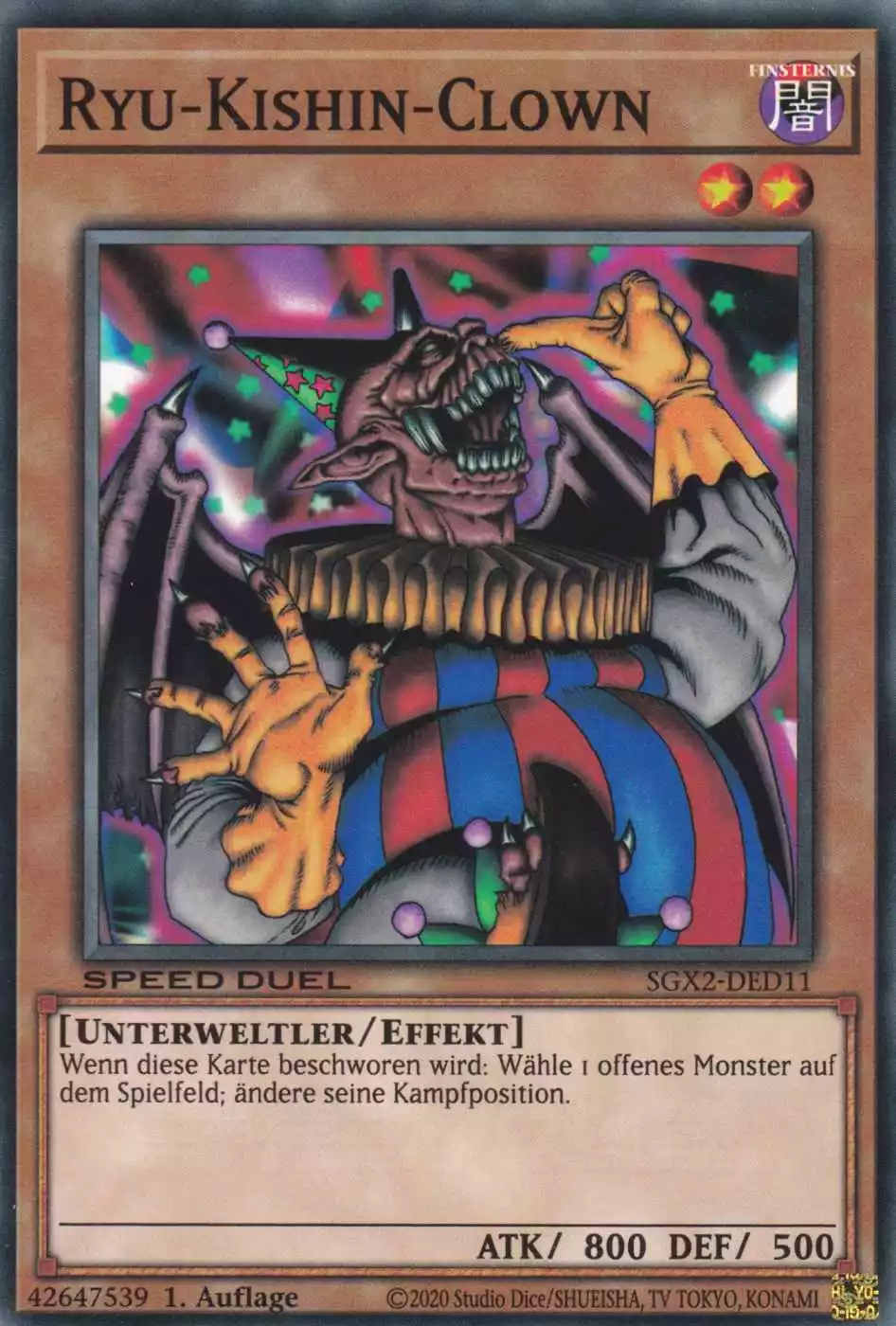 Ryu-Kishin-Clown SGX2-DED11 ist in Common Yu-Gi-Oh Karte aus Speed Duel GX: Midterm Paradox 1.Auflage