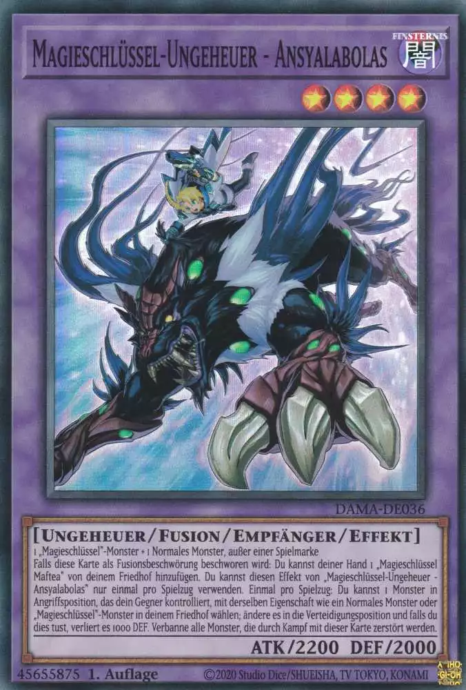 Magieschlüssel-Ungeheuer - Ansyalabolas DAMA-DE036 ist in Super Rare Yu-Gi-Oh Karte aus Dawn of Majesty 1.Auflage
