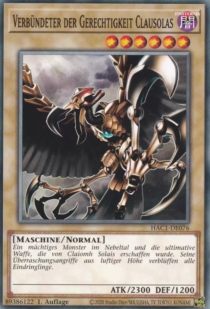 Verbündeter der Gerechtigkeit Clausolas HAC1-DE076 ist in Common Yu-Gi-Oh Karte aus Hidden Arsenal Chapter 1 1.Auflage