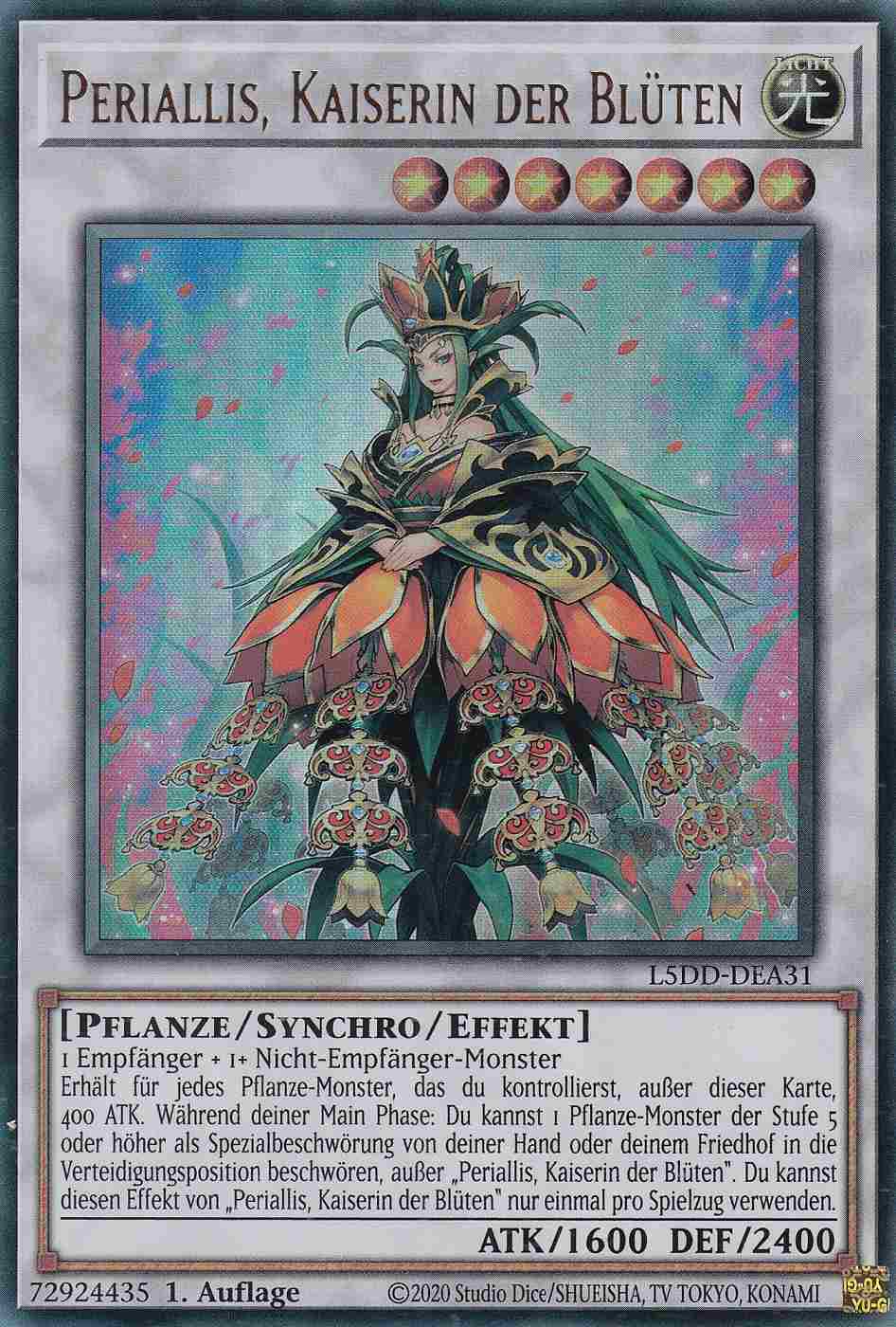 Periallis, Kaiserin der Blüten Ultra Rare L5DD-DEA31 Yugioh Karte Periallis, Kaiserin der Blüten L5DD-DEA31 ist in Ultra Rare Yu-Gi-Oh Karte aus Legendary 5D’s Decks 1.Auflage