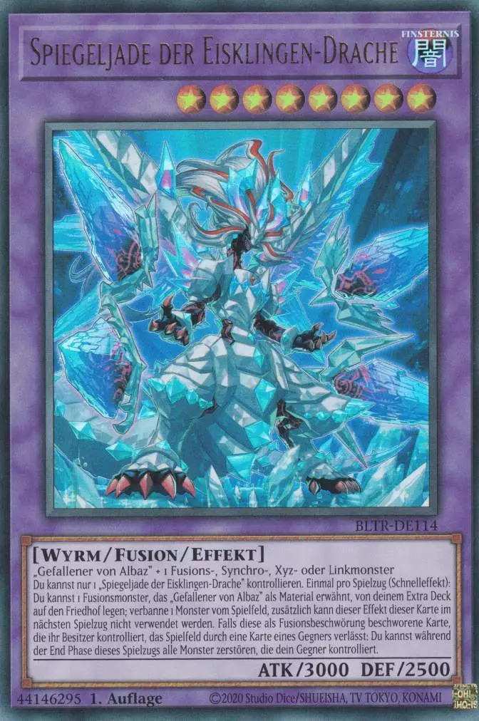 Spiegeljade der Eisklingen-Drache BLTR-DE114 ist in Ultra Rare Yu-Gi-Oh Karte aus Battles of Legend Terminal Revenge 1.Auflage