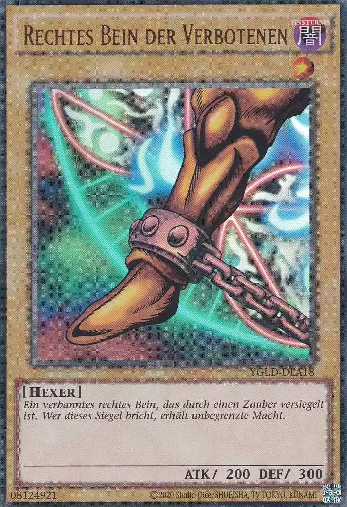 Rechtes Bein der Verbotenen YGLD-DEA18 ist in Ultra Rare Yu-Gi-Oh Karte aus Yugis Legendary Decks - King of Games unlimitiert