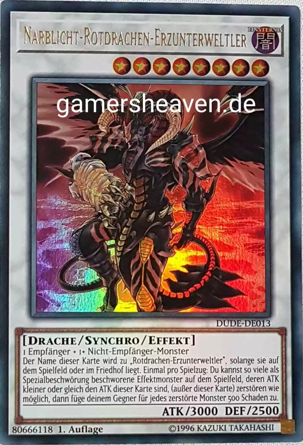 Narblicht-Rotdrachen-Erzunterweltler DUDE-DE013 ist in Ultra Rare aus Duel Devastator 1.Auflage