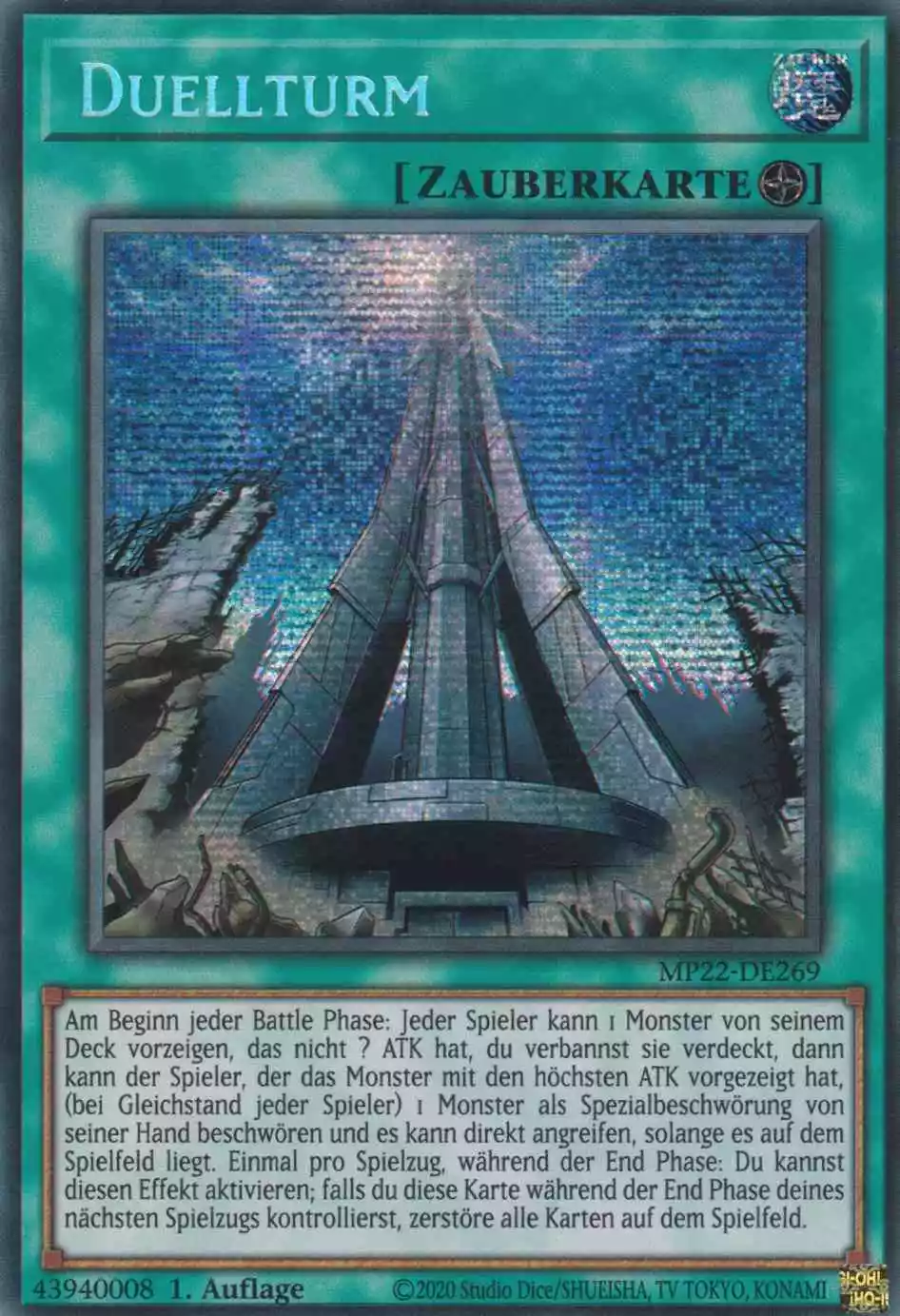 Duellturm MP22-DE269 ist in Prismatic Secret Rare Yu-Gi-Oh Karte aus Tin of the Pharaoh’s Gods 1.Auflage