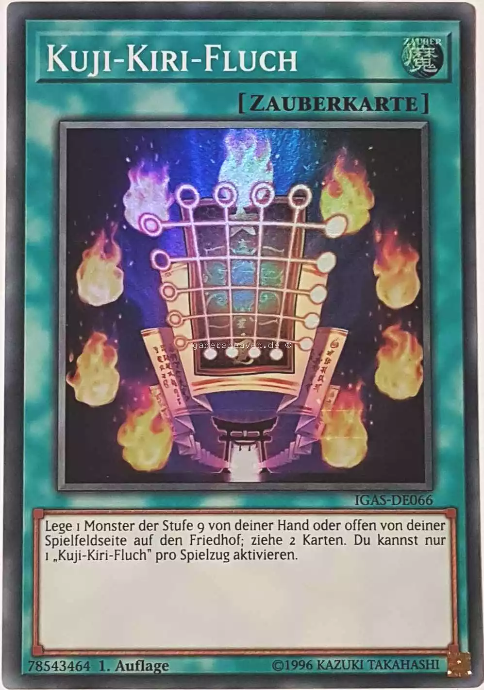 Kuji-Kiri-Fluch IGAS-DE066 ist in Super Rare Yu-Gi-Oh Karte aus Ignition Assault 1.Auflage