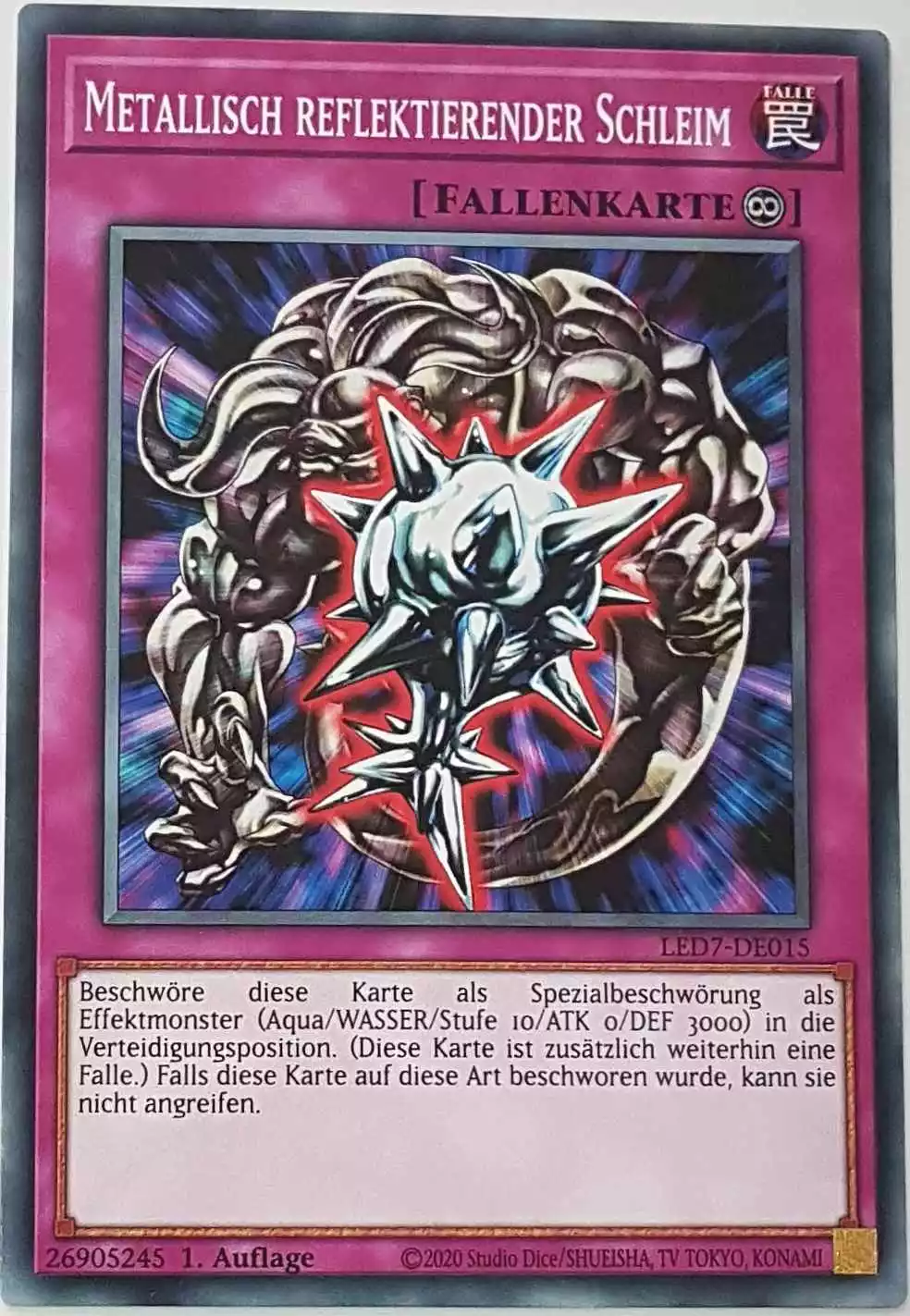 Metallisch reflektierender Schleim LED7-DE015 ist in Common Yu-Gi-Oh Karte aus Legendary Duelists Rage of Ra 1.Auflage