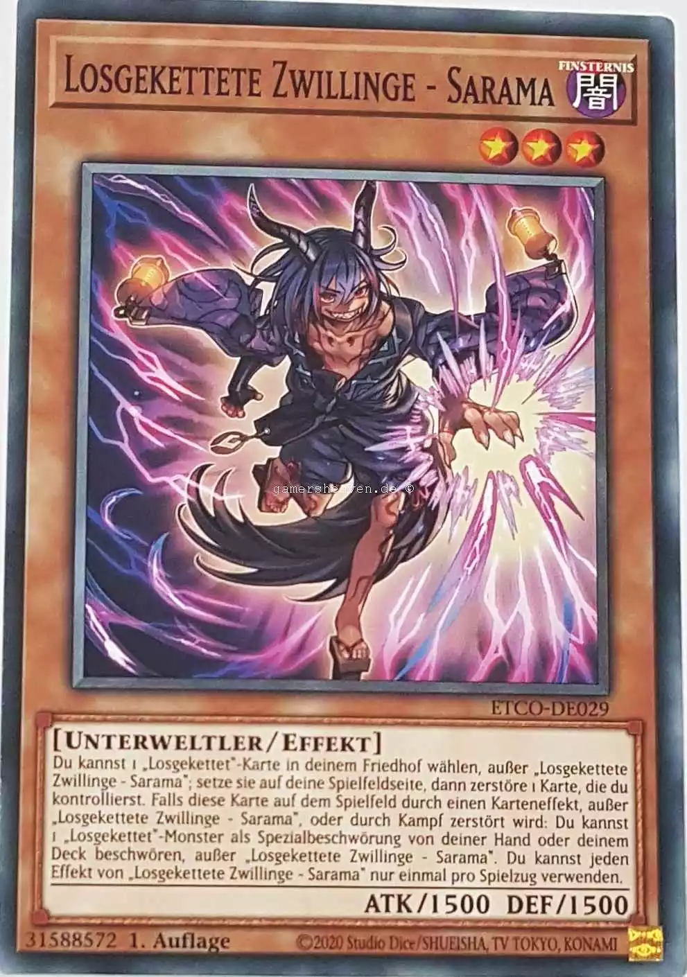 Losgekettete Zwillinge - Sarama ETCO-DE029 ist in Common Yu-Gi-Oh Karte aus Eternity Code 1.Auflage