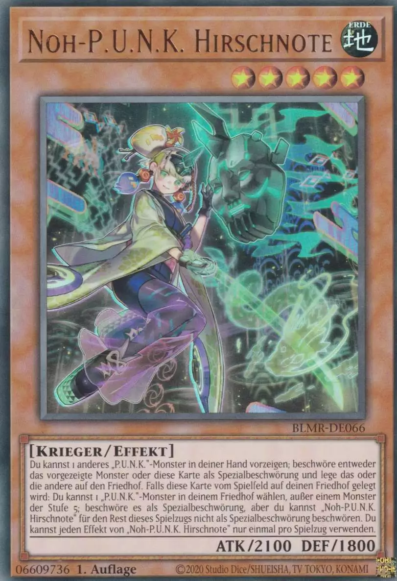Noh-P.U.N.K. Hirschnote BLMR-DE066 ist in Ultra Rare Yu-Gi-Oh Karte aus Battles of Legend Monstrous Revenge 1.Auflage