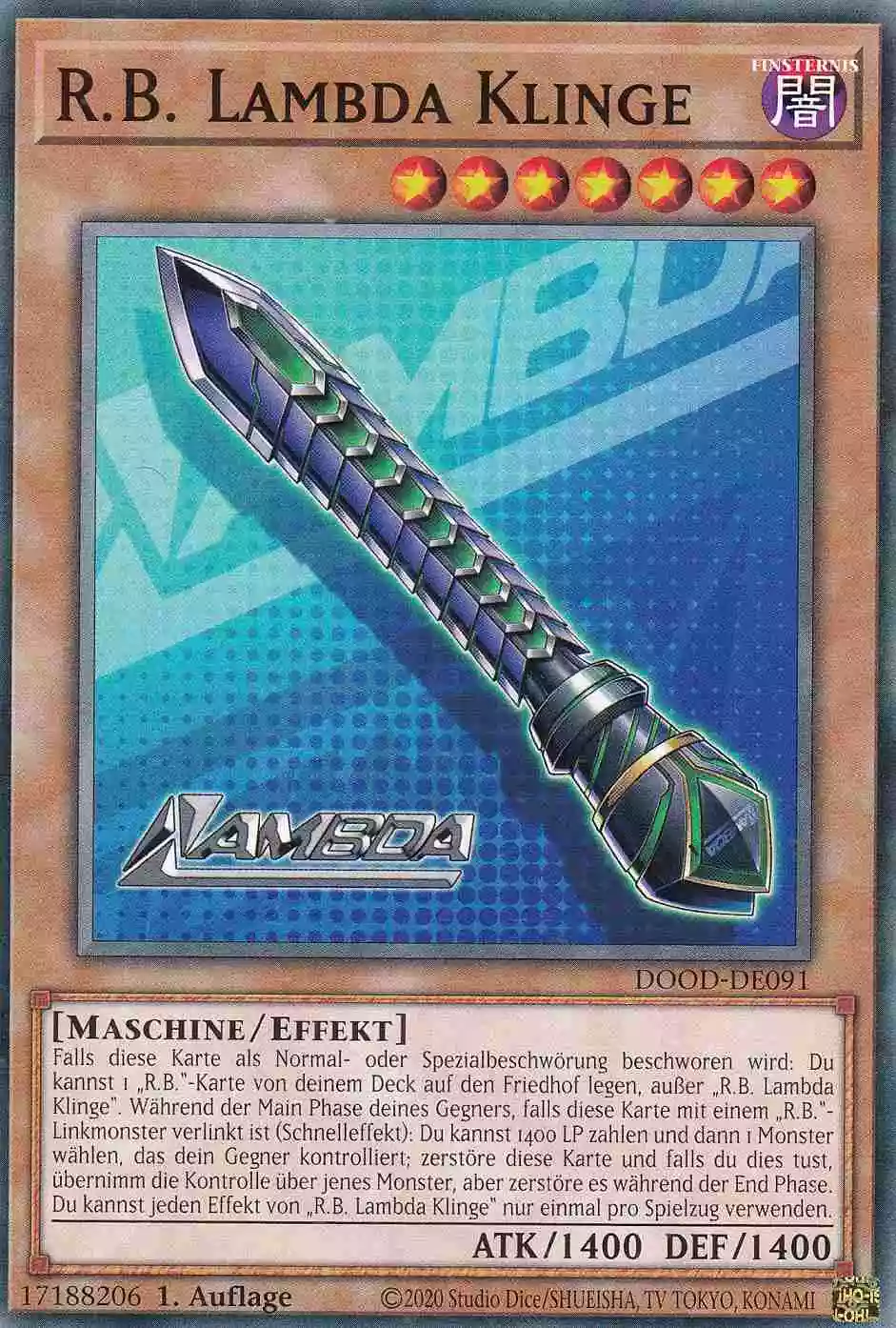 R.B. Lambda Klinge DOOD-DE091 ist in Common Yu-Gi-Oh Karte aus Doom of Dimensions 1.Auflage