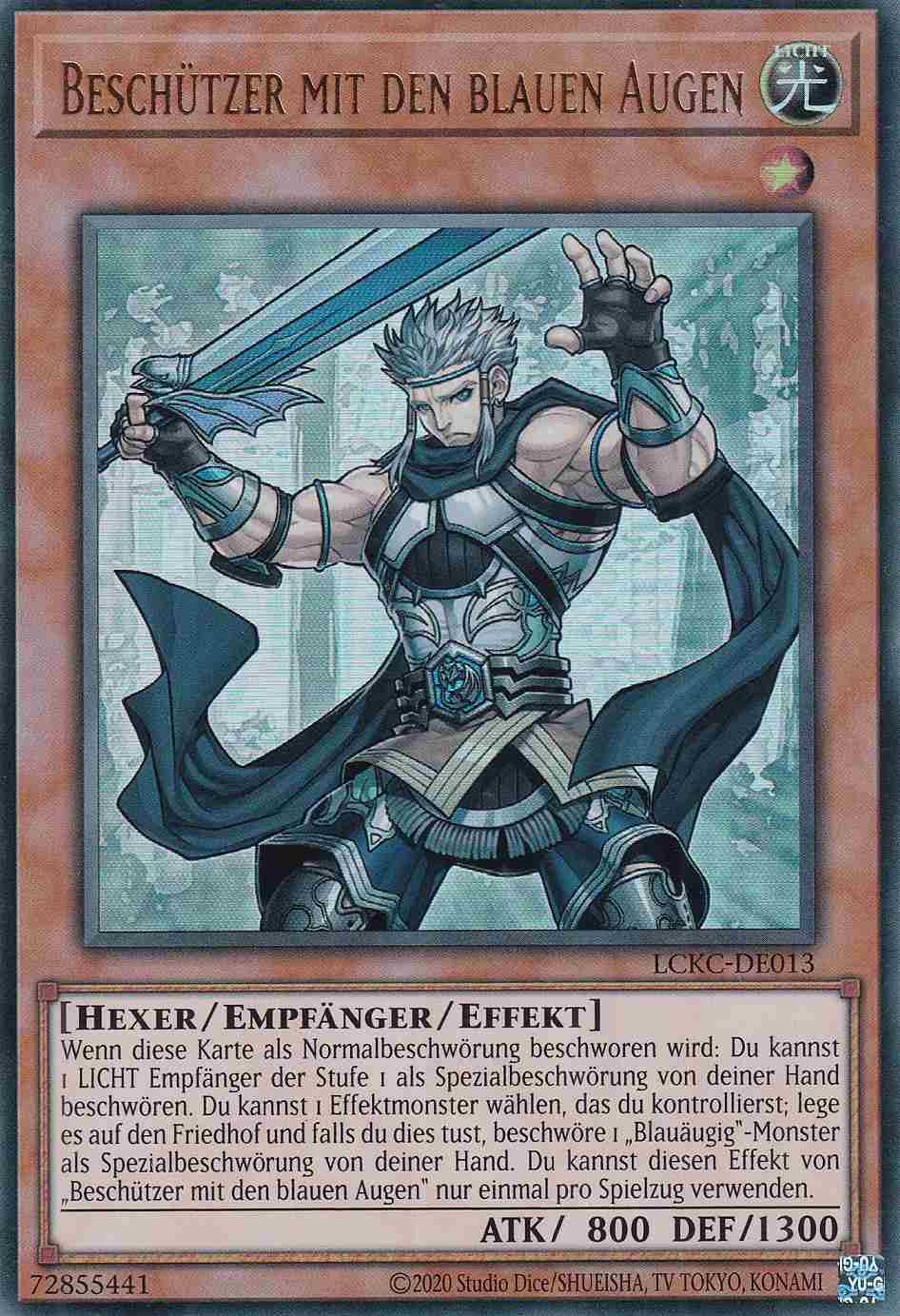 Beschützer mit den blauen Augen Ultra Rare LCKC-DE013 Yugioh Karte Beschützer mit den blauen Augen LCKC-DE013 ist in Ultra Rare Yu-Gi-Oh Karte aus Legendary Collection Kaiba unlimitiert