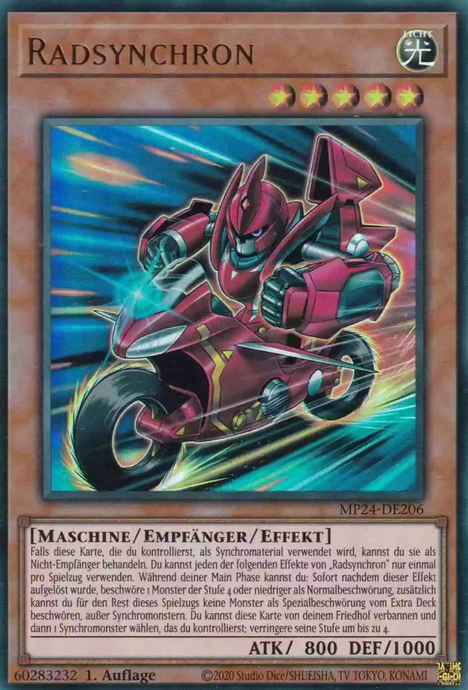 Radsynchron Ultra Rare MP24-DE206 Yugioh Karte Radsynchron MP24-DE206 ist in Ultra Rare Yu-Gi-Oh Karte aus 25th Anniversary Tin Dueling Mirrors 1.Auflage
