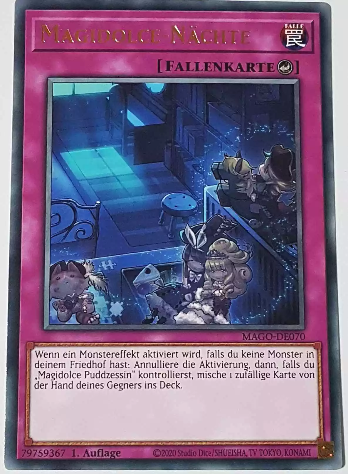 Magidolce-Nächte MAGO-DE070 ist in Gold Rare Yu-Gi-Oh Karte aus Maximum Gold 1. Auflage